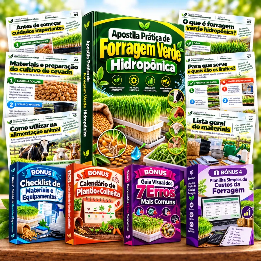 Apostila Prática de Forragem Verde Hidropônica e materiais complementares